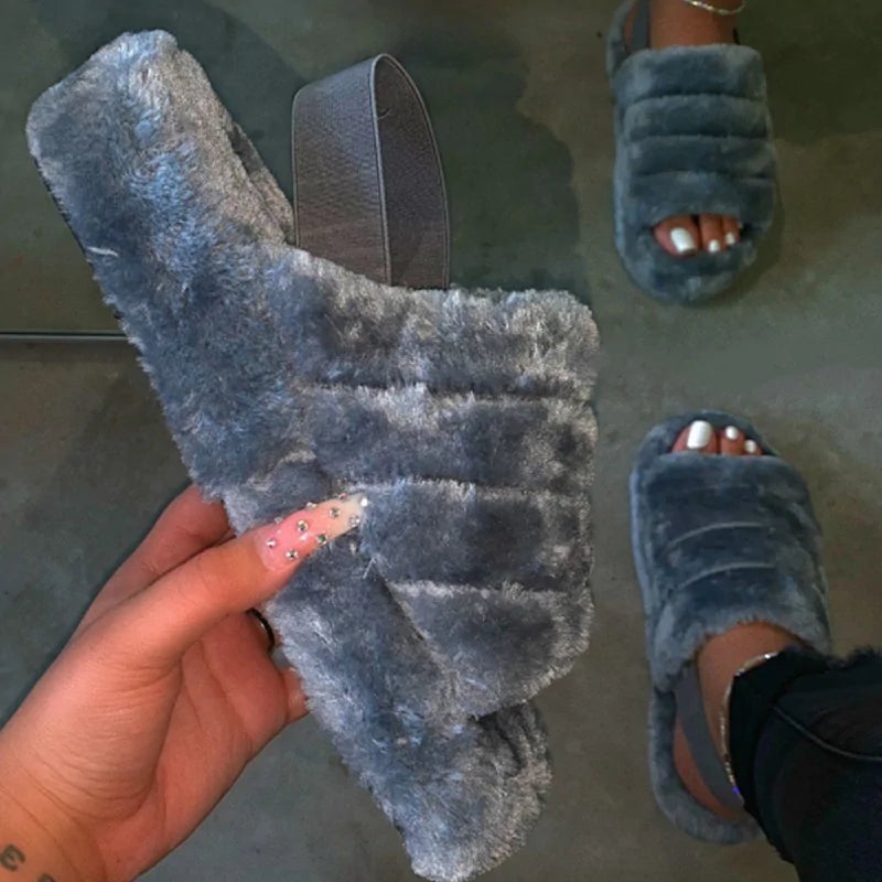 Women Indoor Fur Slides