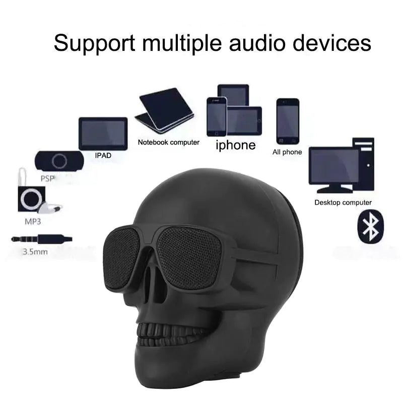 Skull Head Bluetooth Wireless Speaker Portable HD Stereo Subwoofer & Home Ornament