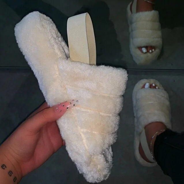 Women Indoor Fur Slides