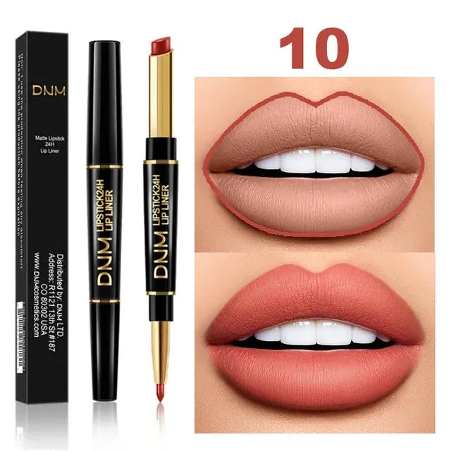 Double Ended Matte Lipstick Long Lasting Wateproof Lipsticks Brand Lip Makeup Cosmetics Dark Red Lips Liner Pencil Beauty