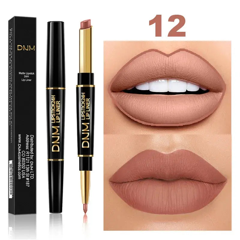 Double Ended Matte Lipstick Long Lasting Wateproof Lipsticks Brand Lip Makeup Cosmetics Dark Red Lips Liner Pencil Beauty