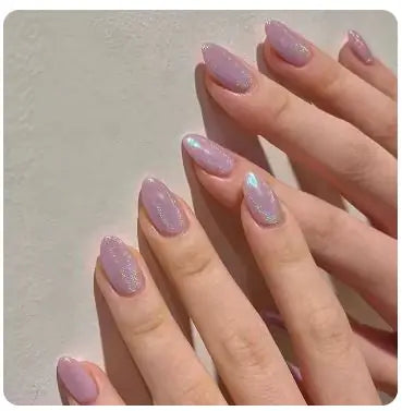 24Pcs Nude Pink Short Round Press-On Nails