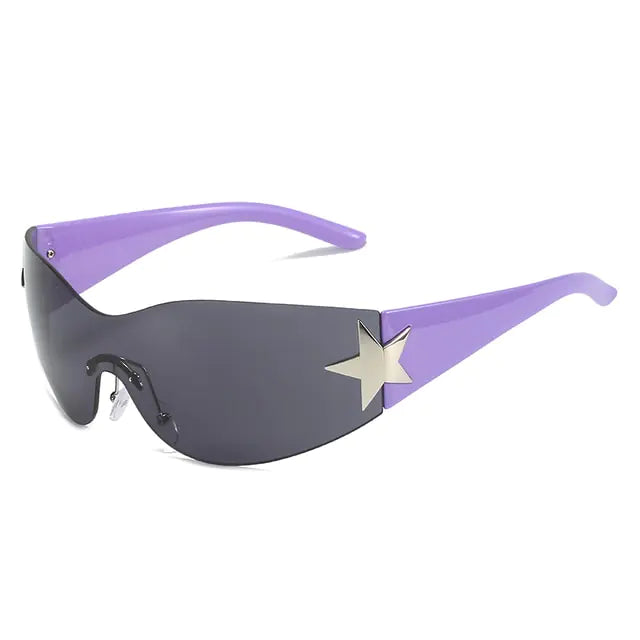 Y2K Star Punk Sports Sunglasses - UV400 Designer Sun Goggles for Men and Women