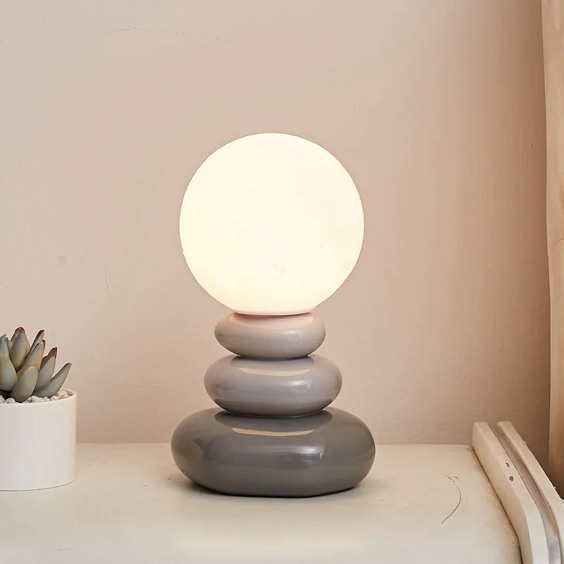 Creative Stacked Stone Bedside Lamp: Colorful Night Light for Bedrooms