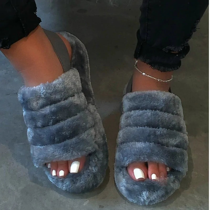 Women Indoor Fur Slides