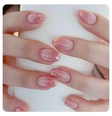 24Pcs Nude Pink Short Round Press-On Nails