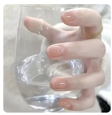 24Pcs Nude Pink Short Round Press-On Nails