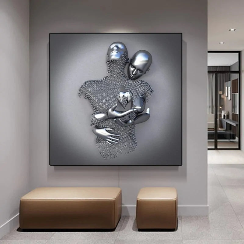 Metal Figure Statue Art Canvas Painting