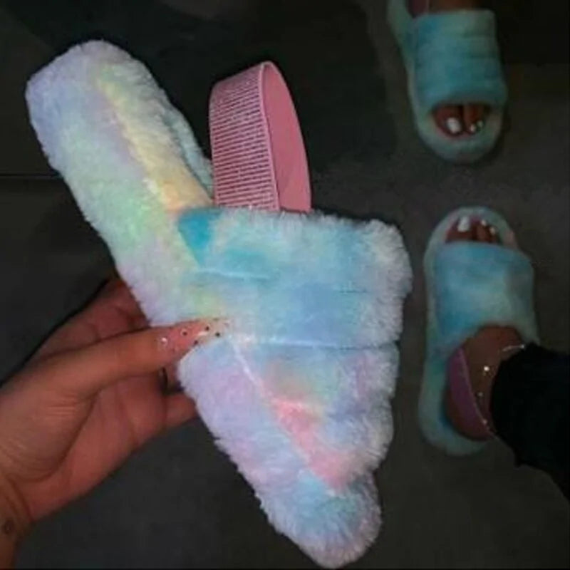 Women Indoor Fur Slides