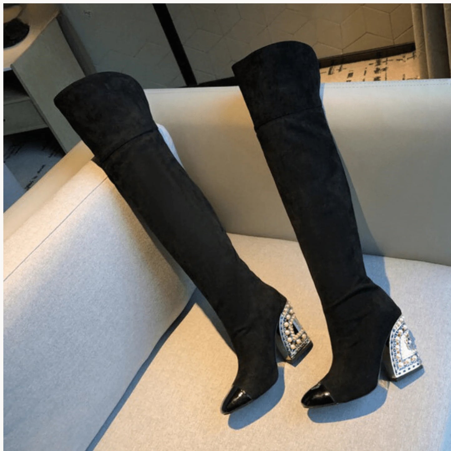 Bejeweled Wedge Boots