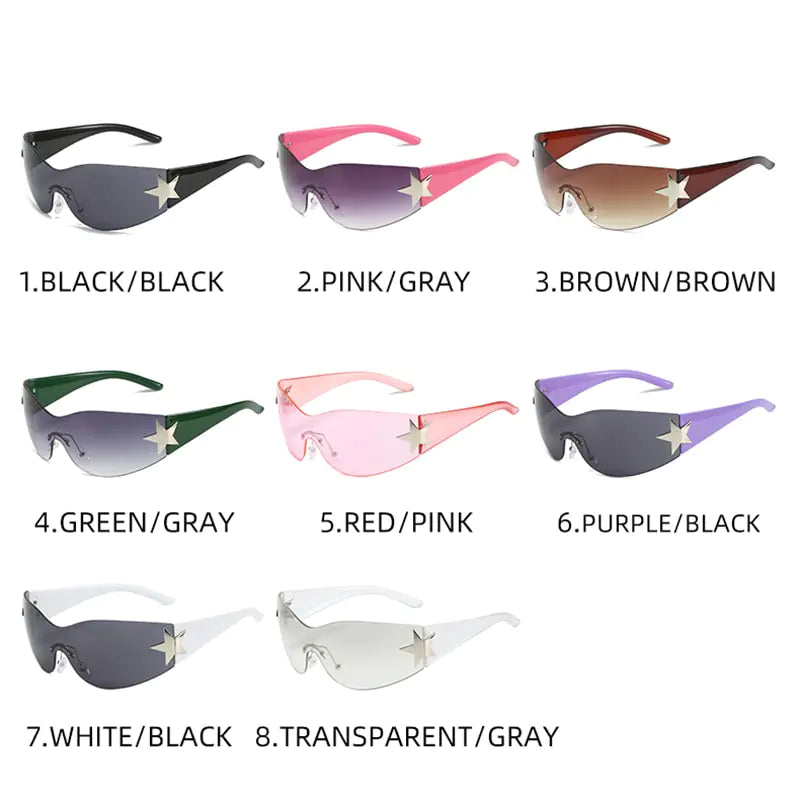 Y2K Star Punk Sports Sunglasses - UV400 Designer Sun Goggles for Men and Women