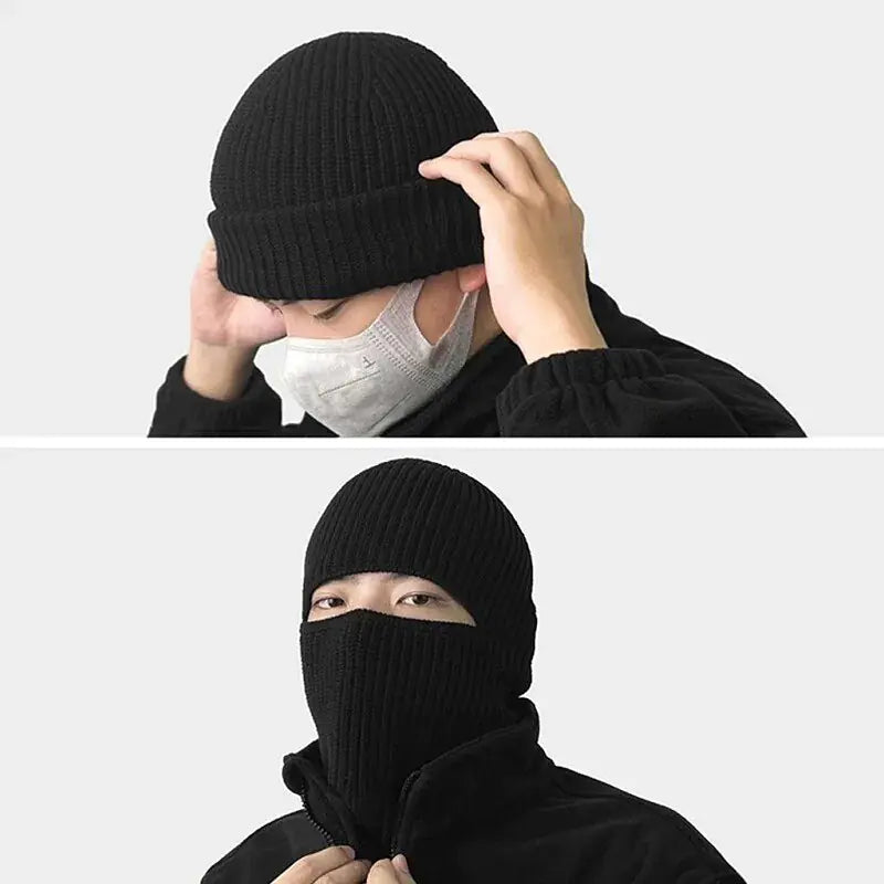 2 In 1 Mask Beanies Men Winter Headgear