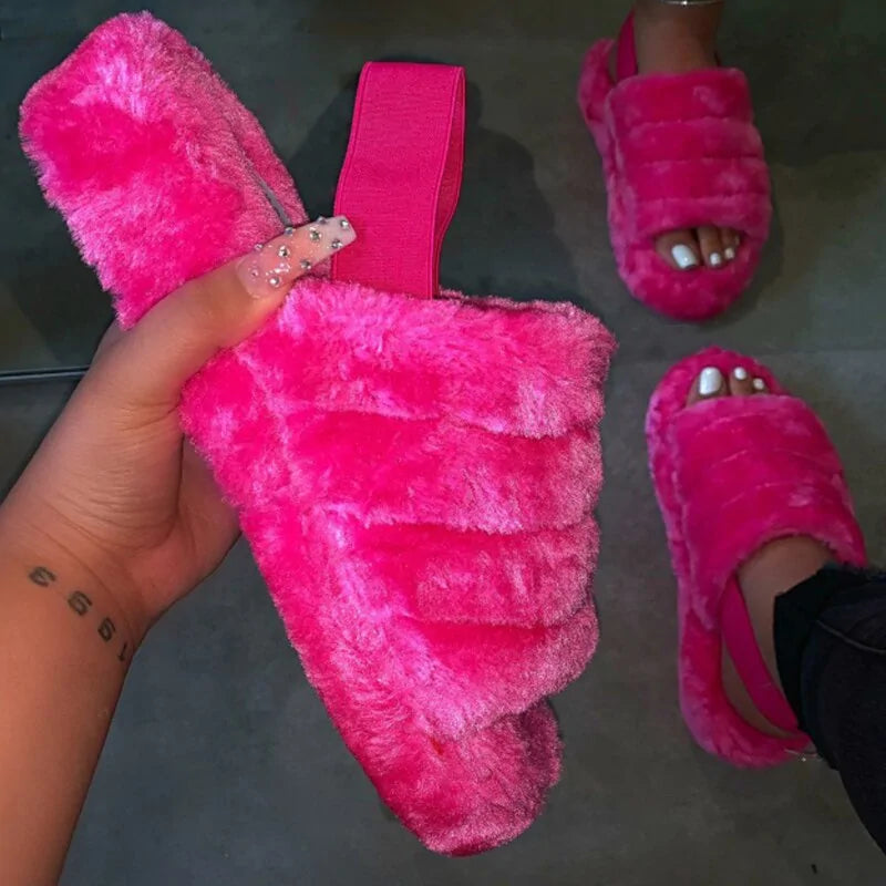 Women Indoor Fur Slides