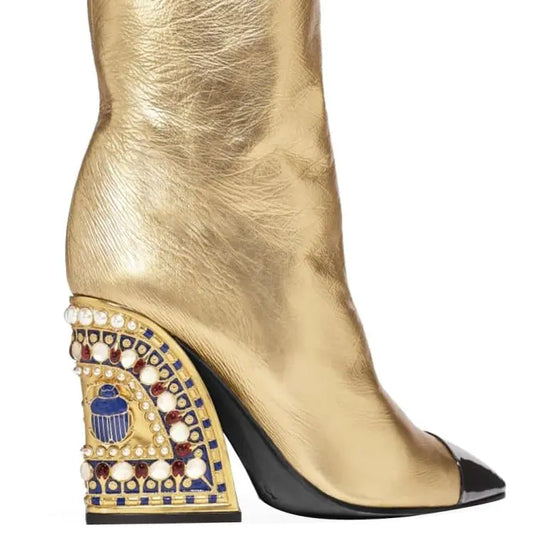 Bejeweled Wedge Boots